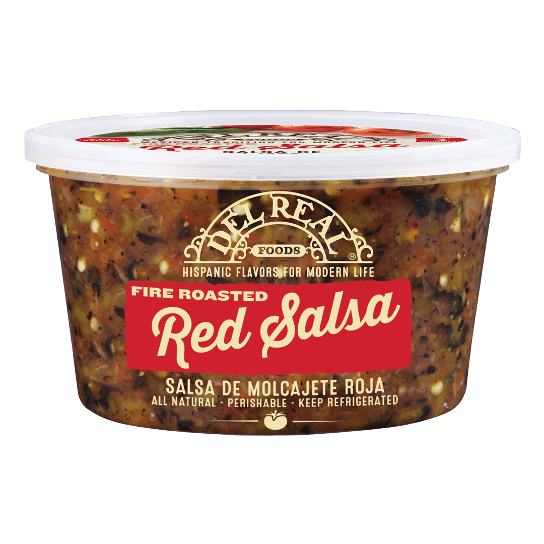 Del Real Foods Fire Roasted Red Salsa, We slowly fire roast our chilies and tomatoes to create that authentic and mouth-watering Mexican flavor.